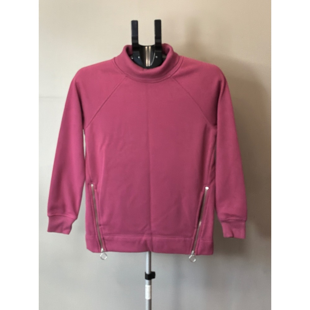 Athleta Sweatshirt Women XXS Pink Mock Neck Side Zip Fleece Streetwear Gorpcore